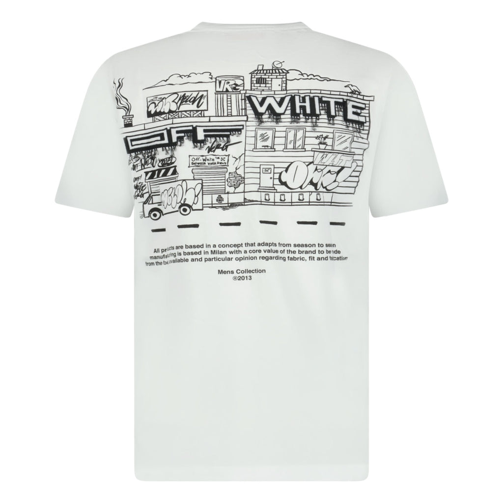 OFF-WHITE 'Seasonal' Graffiti Zine Slim T-Shirt White - Boinclo ltd - Outlet Sale Under Retail