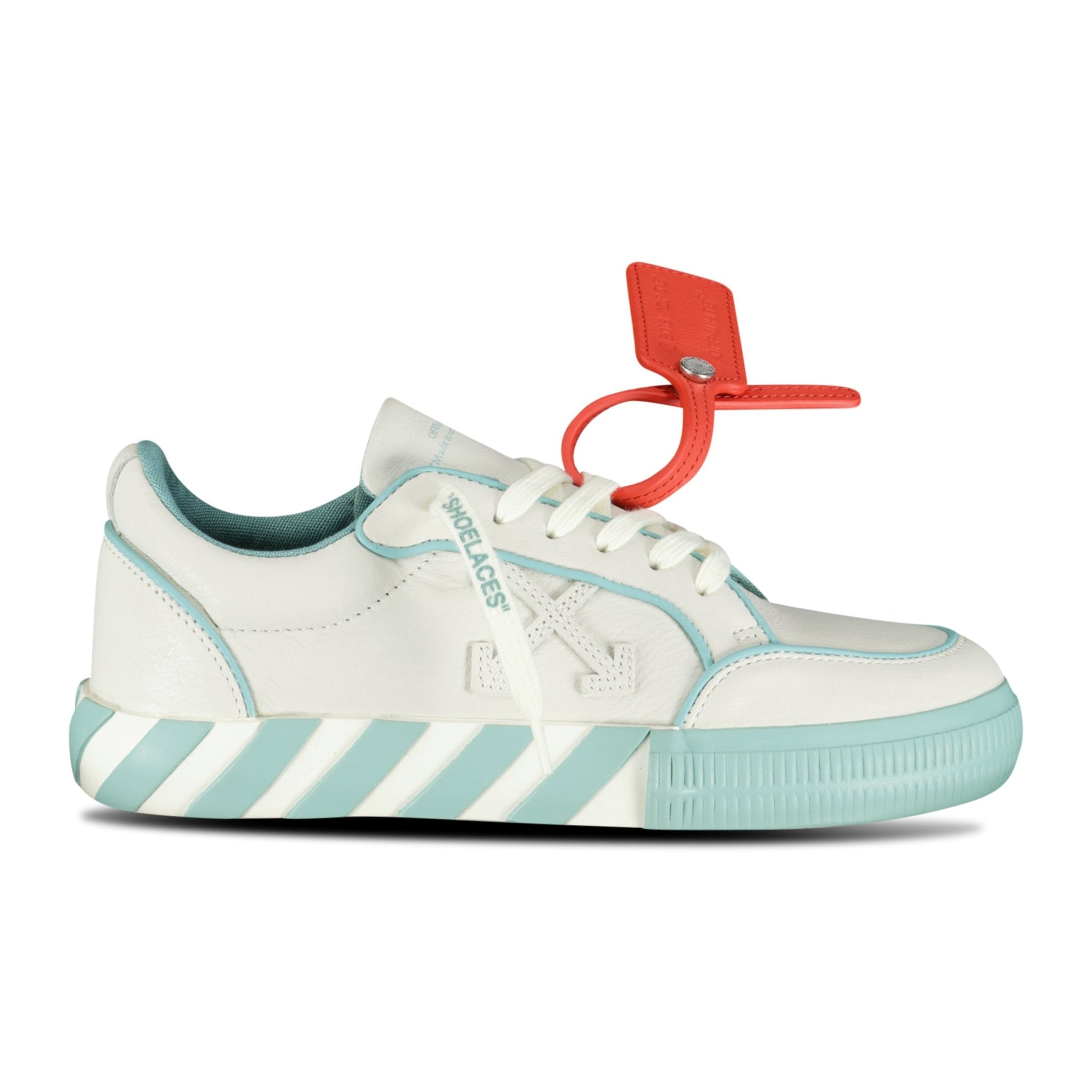 (Womens) Off-White Vulcanized Low Top Leather 'Celadon' Trainers White & Blue
