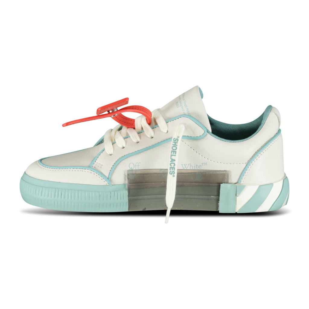 (Womens) Off-White Vulcanized Low Top Leather 'Celadon' Trainers White & Blue - Boinclo ltd - Outlet Sale Under Retail