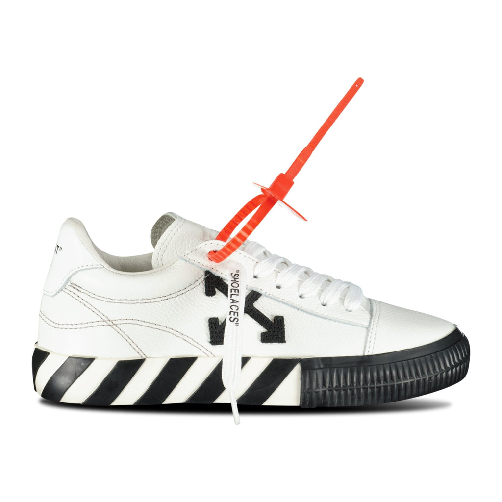 (Womens) Off-White Vulcanized Low Top Leather Trainers White & Black - Boinclo ltd - Outlet Sale Under Retail