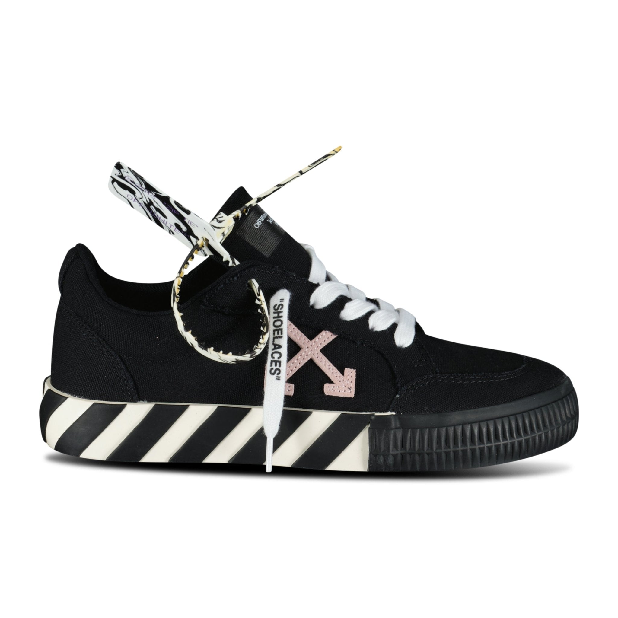(Womens) Off-White Vulcanized Low Top Trainers Black, White & Pink