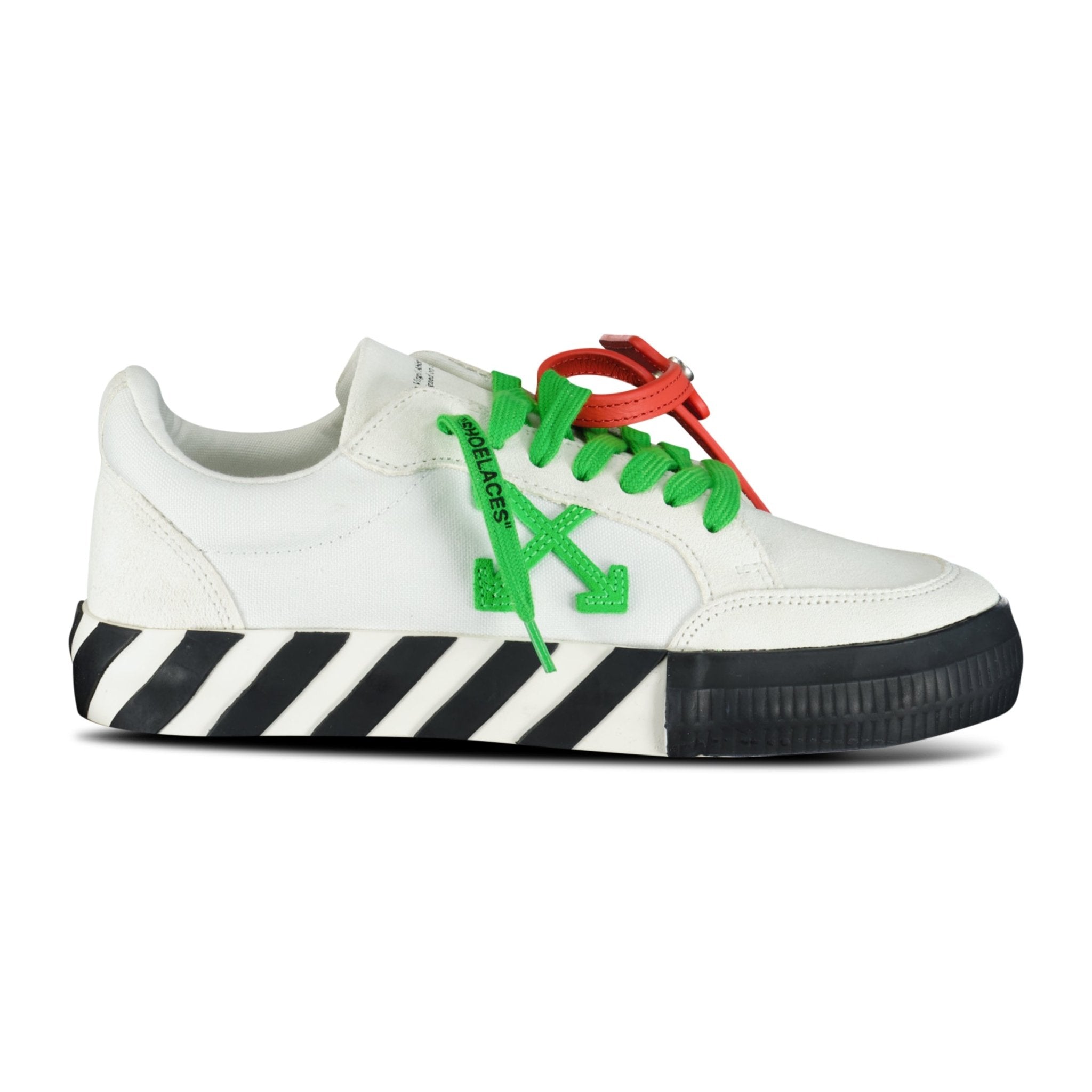 (Womens) Off-White Vulcanized Low Top Trainers White & Green