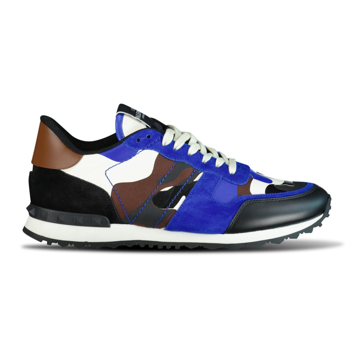Valentino Garavani Camo Mesh Rockrunner Trainers Camo Blue & Brown 