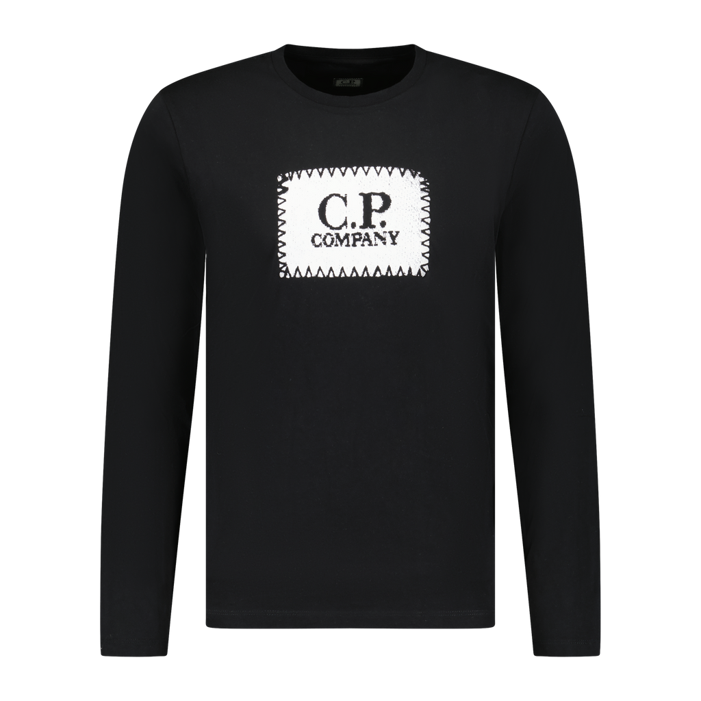 CP Company Stitch Logo Print Long Sleeve T-Shirt Black - Boinclo ltd - Outlet Sale Under Retail