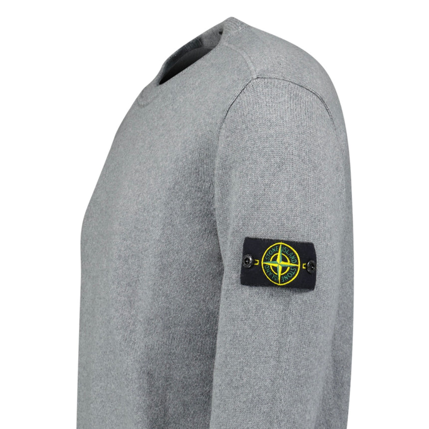 Thick Knitted Compass-Badge Sweater in Grey