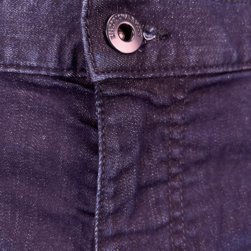 J06 Slim Fit 5 Pocket Grey Eagle Black Belt Patch Jeans Navy