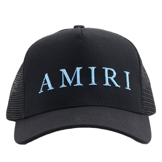 Amiri Embroidery Logo Trucker Cap Carolina Blue & Black Amiri Embroidery Logo Trucker Cap Carolina Blue & Black