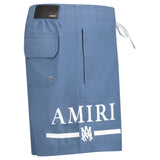 Amiri Ma Bar White Logo Drawstring Swim Shorts Blue - Boinclo - Outlet Sale Under Retail