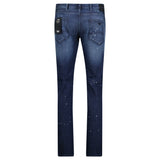 Armani Jeans J06 Slim Fit 5 Pocket Patch Paint Splatter Jeans Blue - Boinclo - Outlet Sale Under Retail
