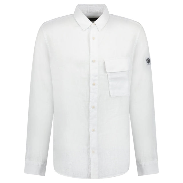 Belstaff Button - Up Scale Shirt Linen White - Boinclo ltd - Outlet Sale Under Retail