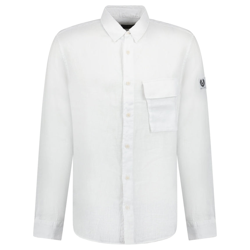 Belstaff Button - Up Scale Shirt Linen White - Boinclo ltd - Outlet Sale Under Retail