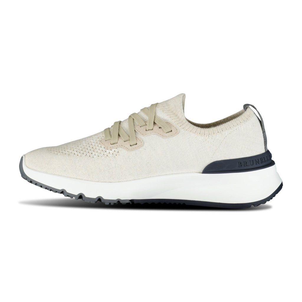 BRUNELLO CUCINELLI KNITTED LACE UP TRAINERS BEIGE - Boinclo ltd - Outlet Sale Under Retail
