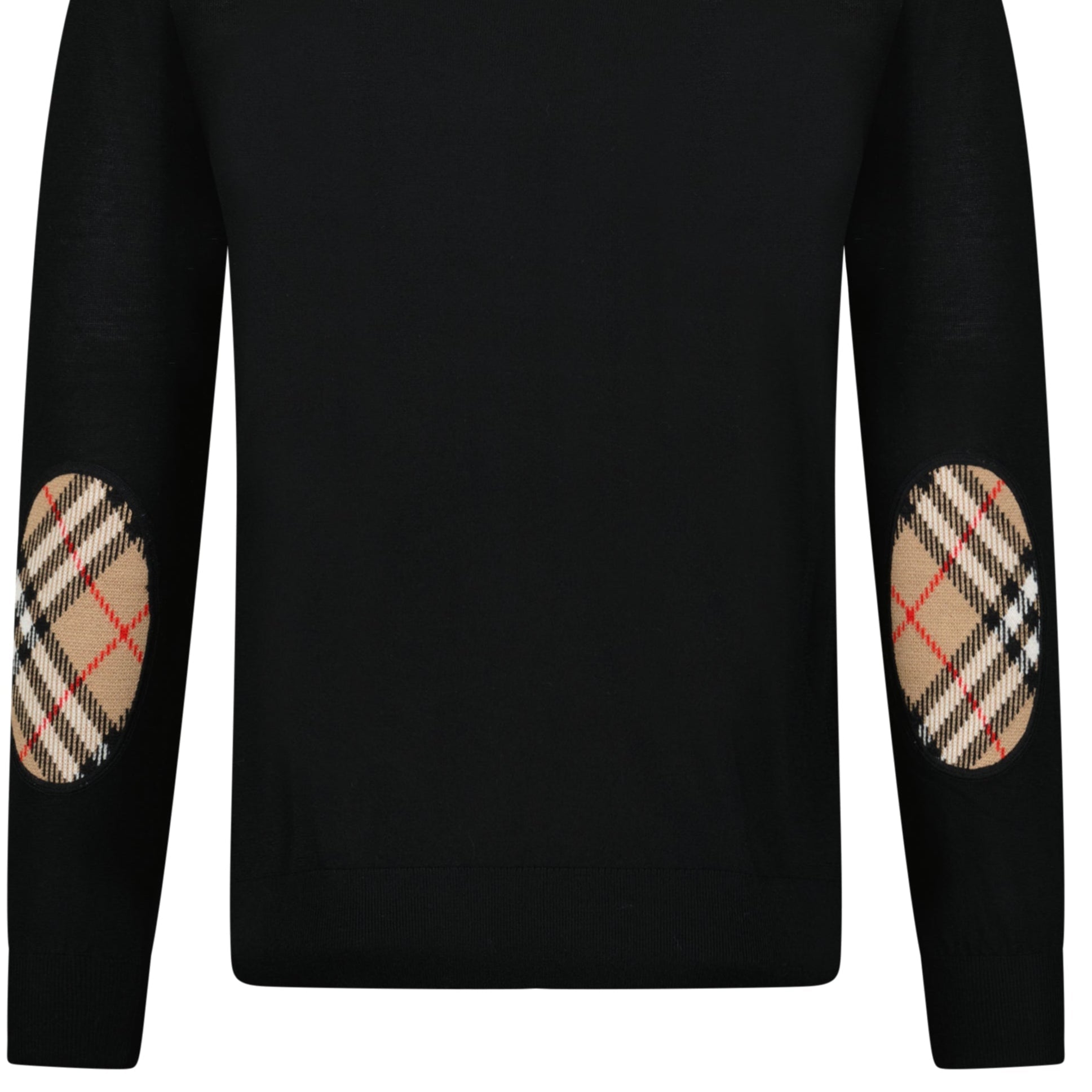 Burberry Bempton Embroidery Check Elbow Wool Jumper Black Outlet Sale Always Under Retail Boinclo