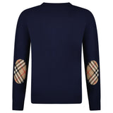 Burberry 'Bempton' Embroidery Check Elbow Wool Jumper Navy - Boinclo - Outlet Sale Under Retail