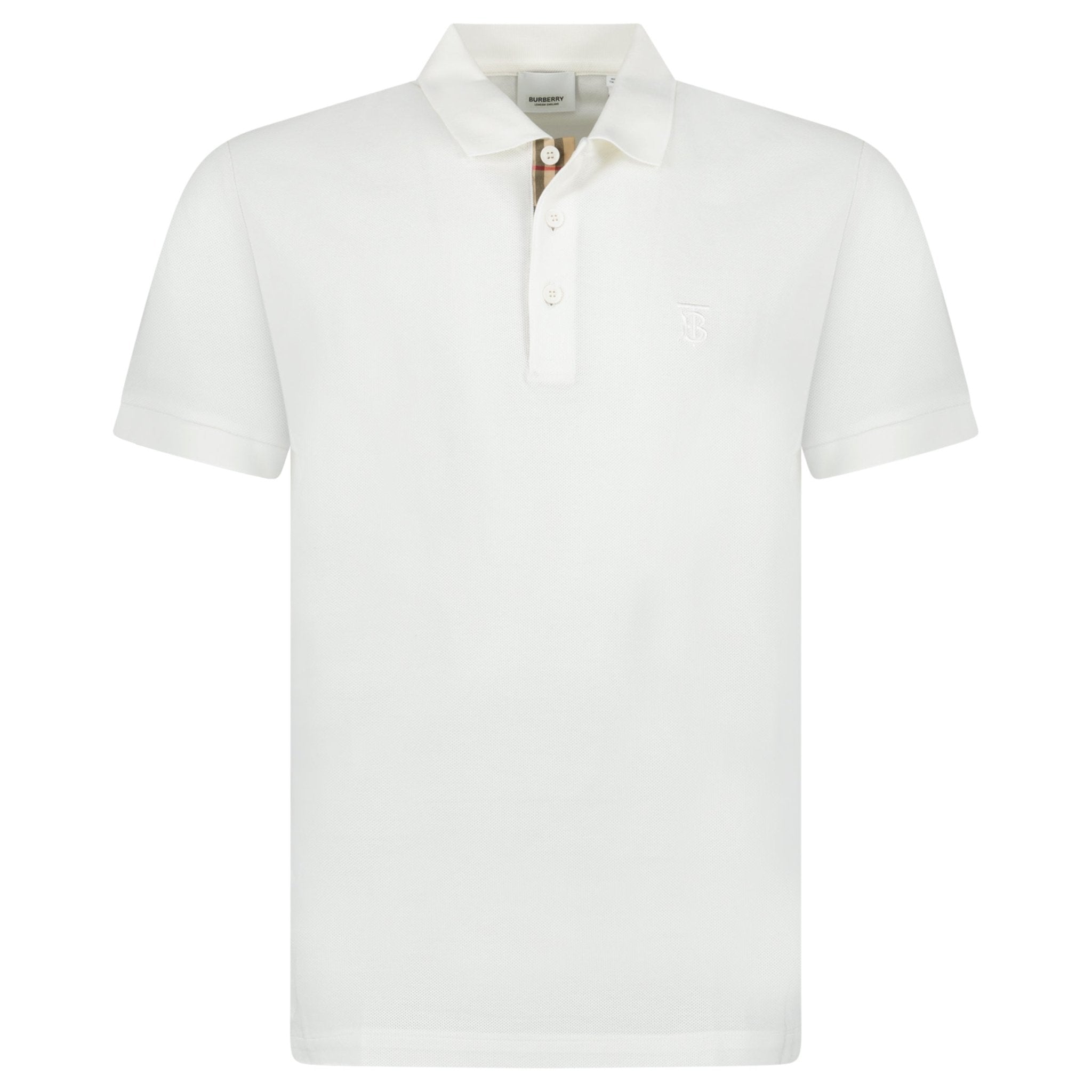 Color variation of 'Eddie' TB Check Placket Polo-Shirt White
