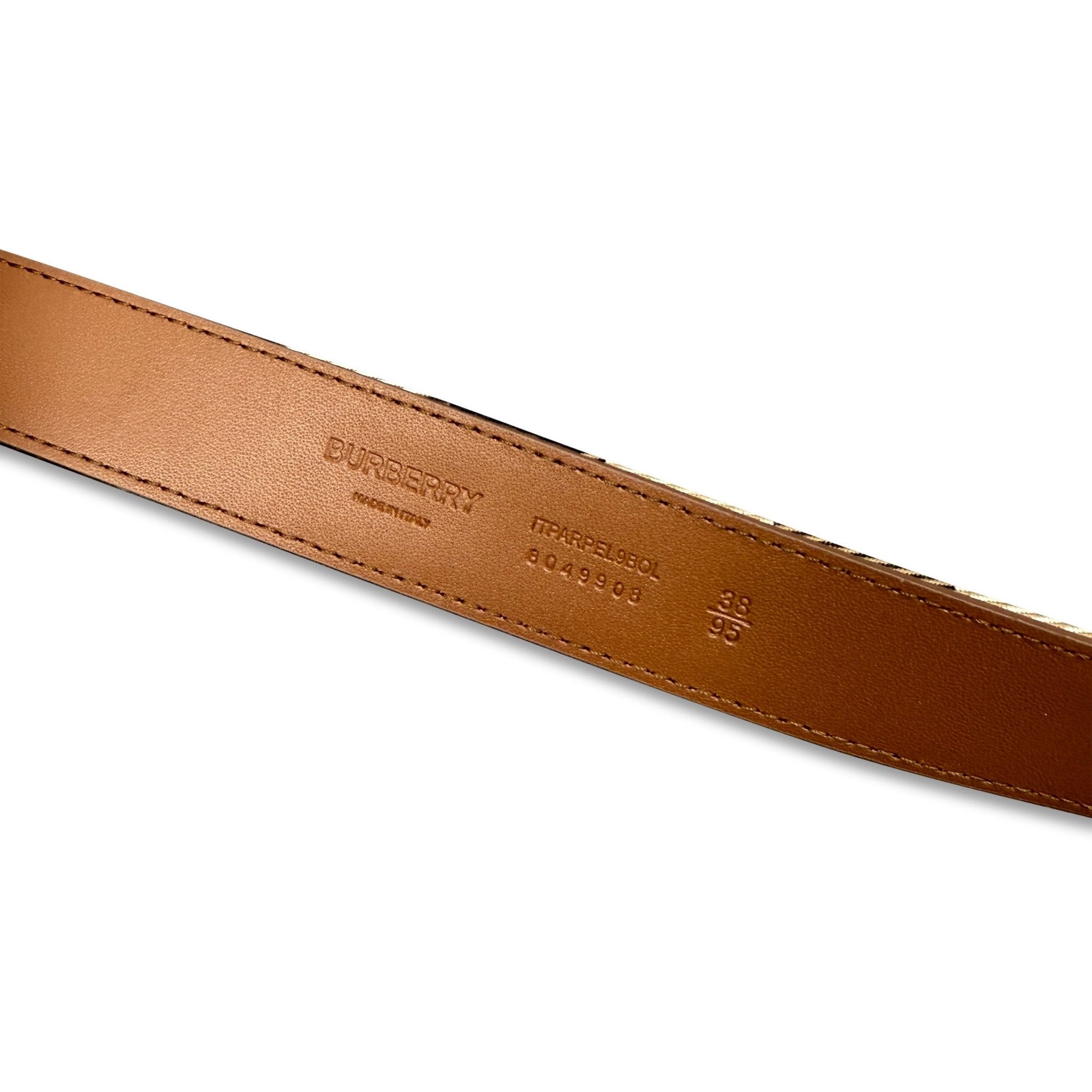 Burberry Leather/ Canvas Reversible House Check Belt Tan