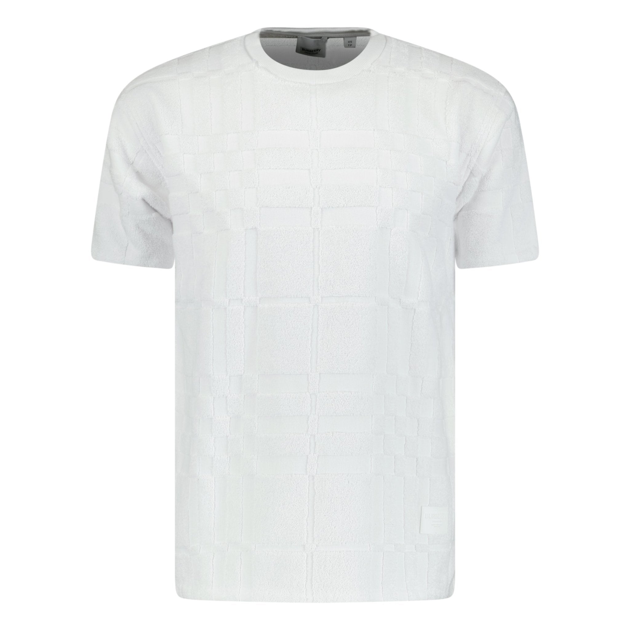 Burberry 'Willesden' Check Knit Cotton Terry T-Shirt White