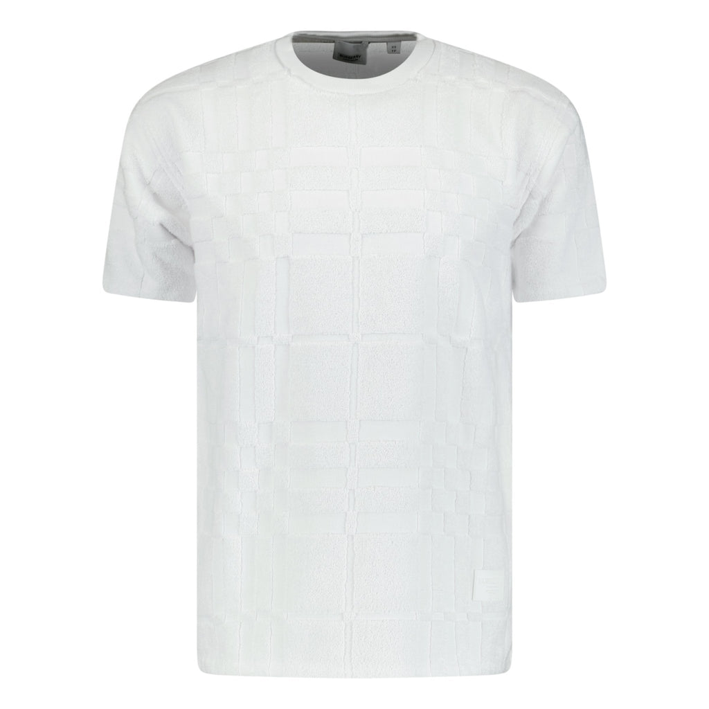Burberry 'Willesden' Check Knit Cotton Terry T-Shirt White - Boinclo ltd - Outlet Sale Under Retail