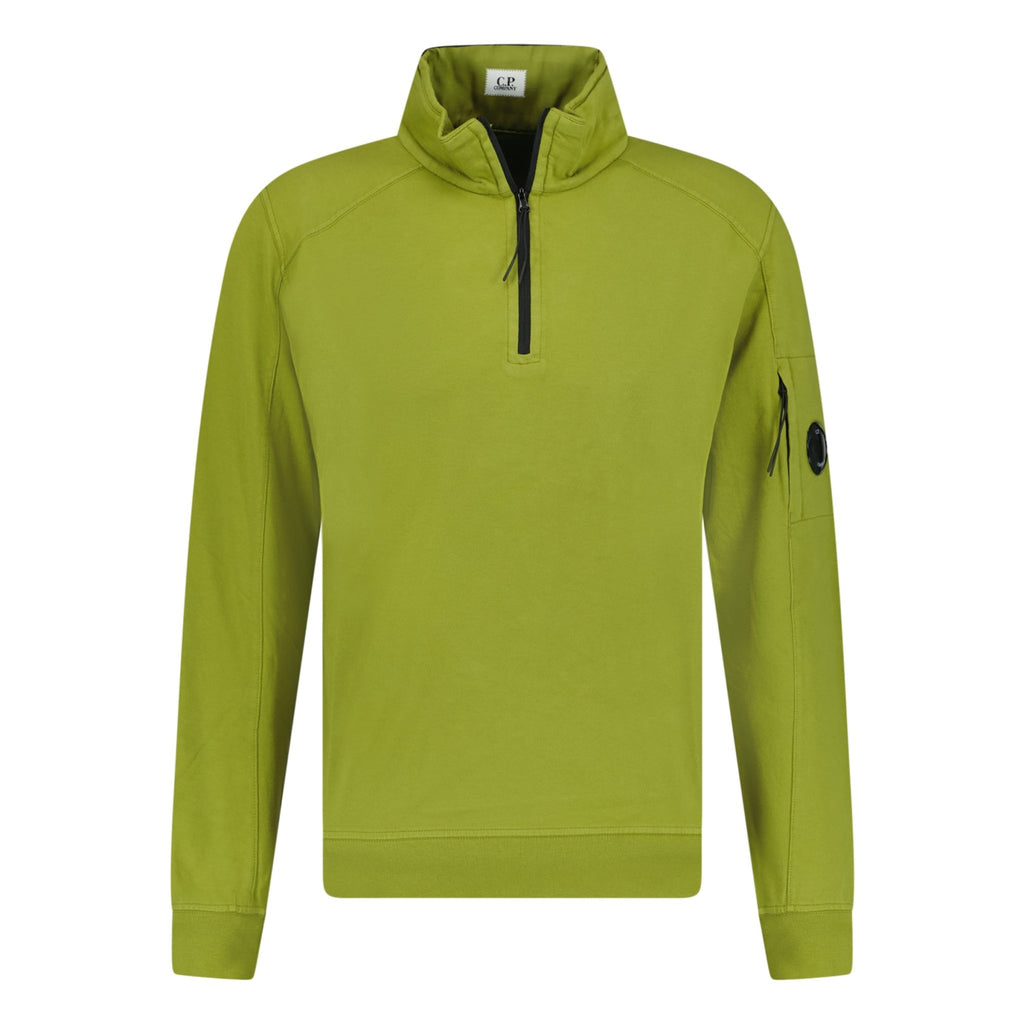 CP Company 1/4 Zip Lens Sweatshirt Light Fleece Olive - Boinclo ltd - Outlet Sale Under Retail
