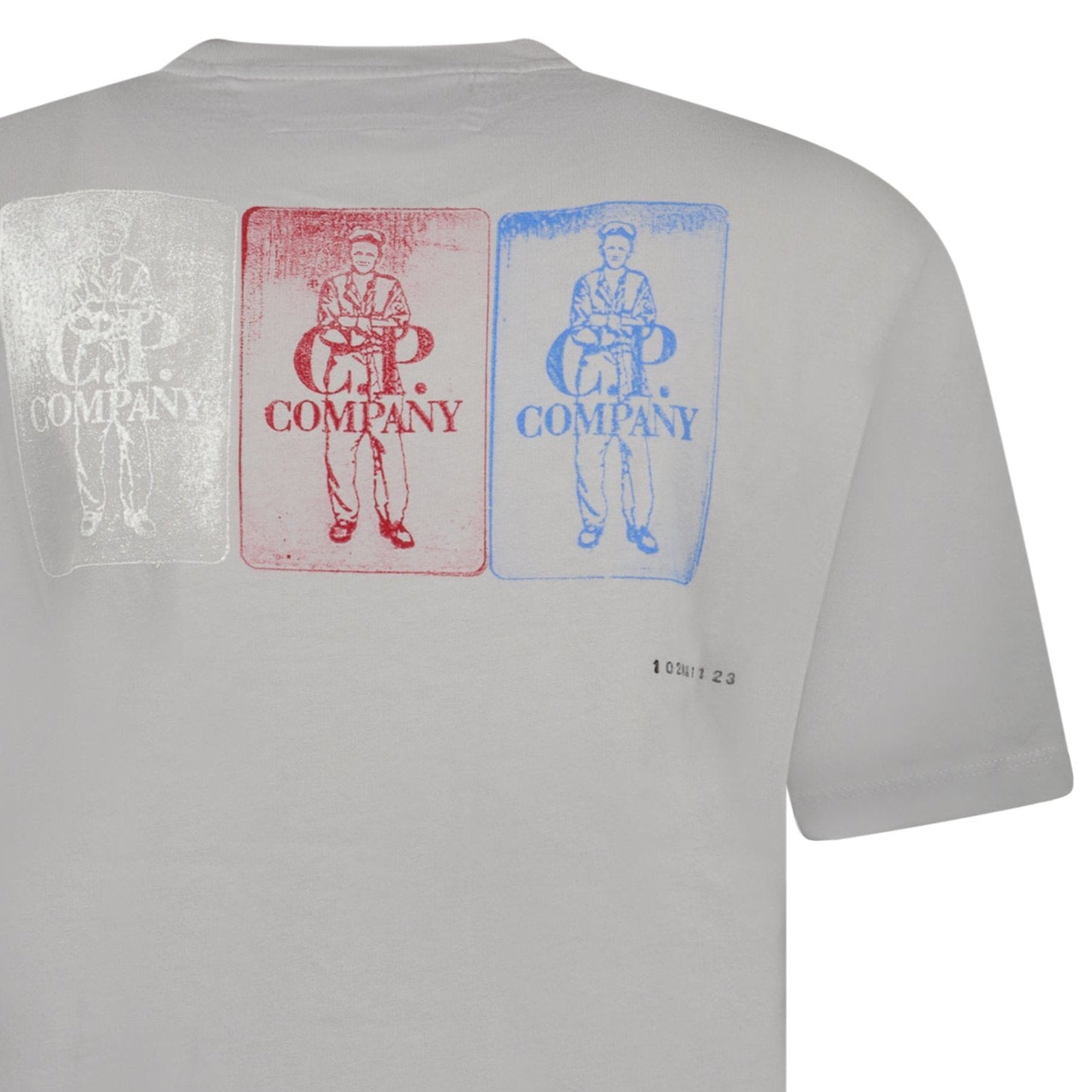 トップス C.P. COMPANY Jersey 24/1 Logo T-Shirt CP Company 24/1 Jersey Artisanal Three Cards T-Shirt in Grey