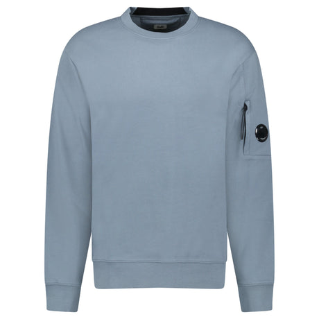 CP Company Stormy Blue Diagonal Raised Fleece Crewneck Lens Sweatshirt - Boinclo - Outlet Sale Under Retail