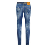 DSquared2 'Super Twinky Jean' Brown Patch Paint Splatter Jeans Blue - Boinclo - Outlet Sale Under Retail