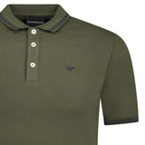 Emporio Armani Eagle Logo Twin Tip Polo - Shirt Khaki Green - Boinclo - Outlet Sale Under Retail