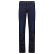Emporio Armani J45 Slim Fit 5 Pocket Black Eagle Distressed Belt Patch Jeans Dark Blue - Boinclo - Outlet Sale Under Retail