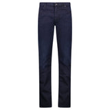 Emporio Armani J45 Slim Fit 5 Pocket Black Eagle Distressed Belt Patch Jeans Dark Blue - Boinclo - Outlet Sale Under Retail