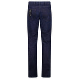 Emporio Armani J45 Slim Fit 5 Pocket Black Eagle Distressed Belt Patch Jeans Dark Blue - Boinclo - Outlet Sale Under Retail