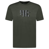 Emporio Armani Velvet Writing Logo Mercerised T-Shirt Khaki Green - Boinclo - Outlet Sale Under Retail
