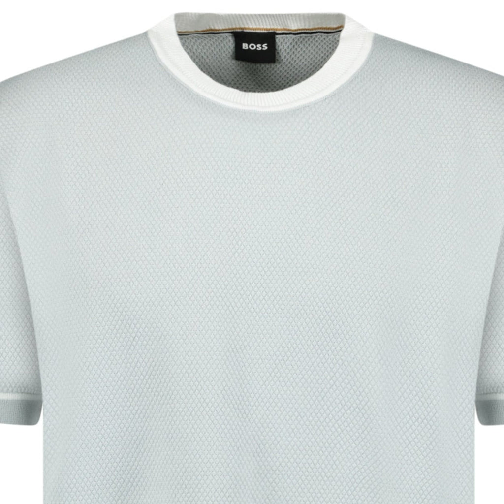 Hugo Boss Grosso Knit T Shirt Pastel Grey - Boinclo ltd - Outlet Sale Under Retail