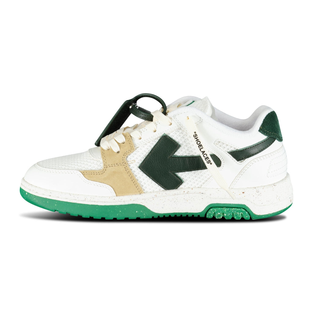 Off-White Out Of Office Calf Leather & Mesh Trainer White & Green - Boinclo ltd - Outlet Sale Under Retail