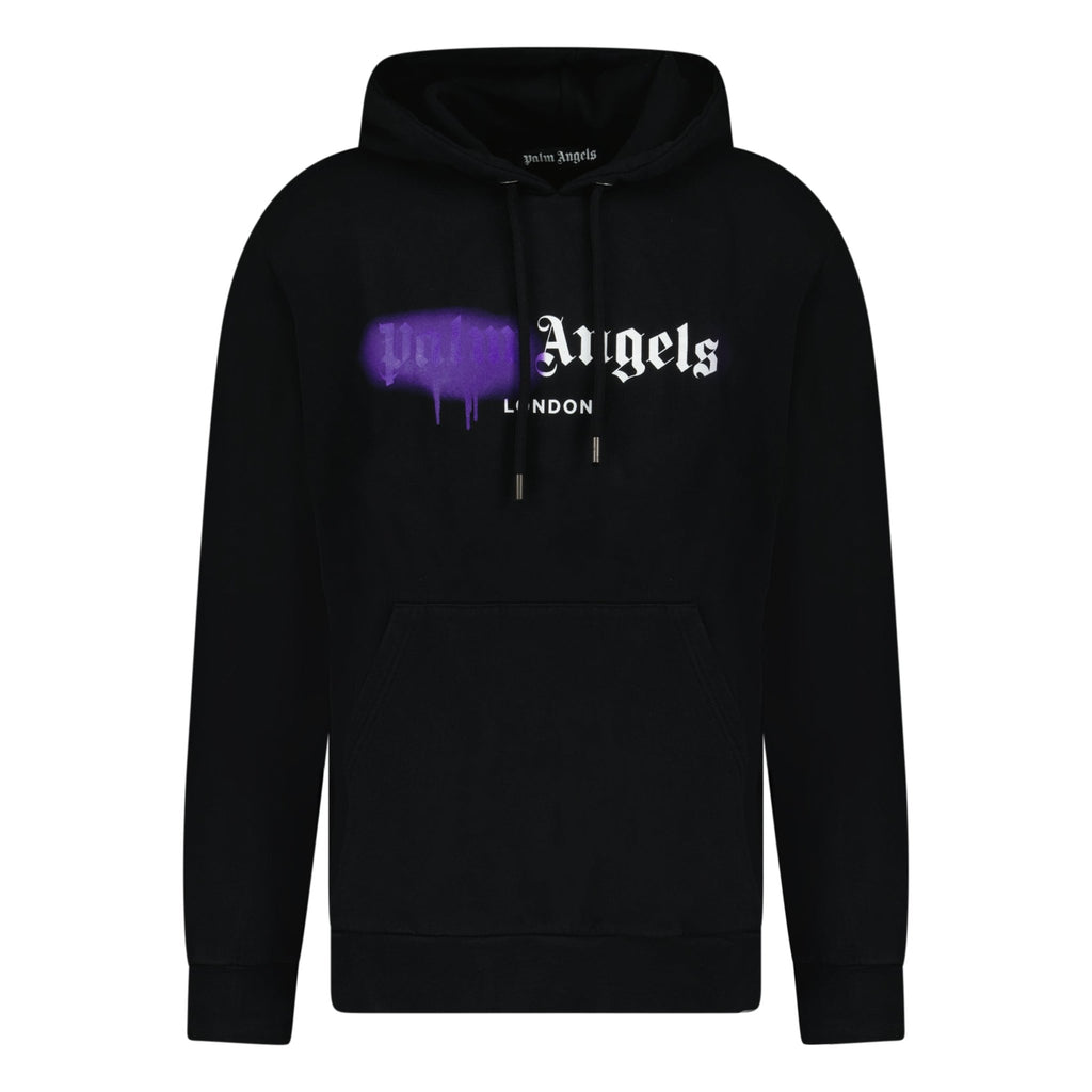 Palm Angels London Sprayed Logo Hooded Sweatshirt Black - Boinclo ltd - Outlet Sale Under Retail