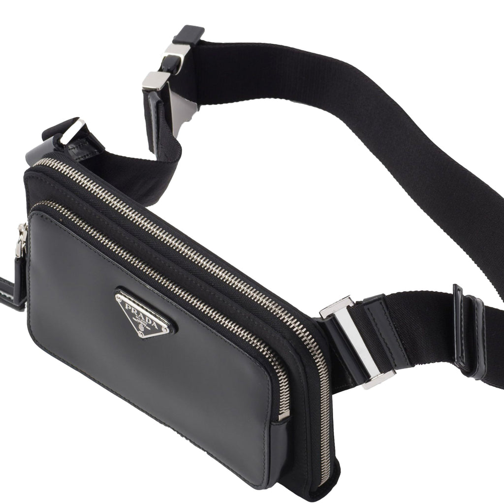 Prada Metal Logo Leather Belt Bag Black - Boinclo ltd - Outlet Sale Under Retail