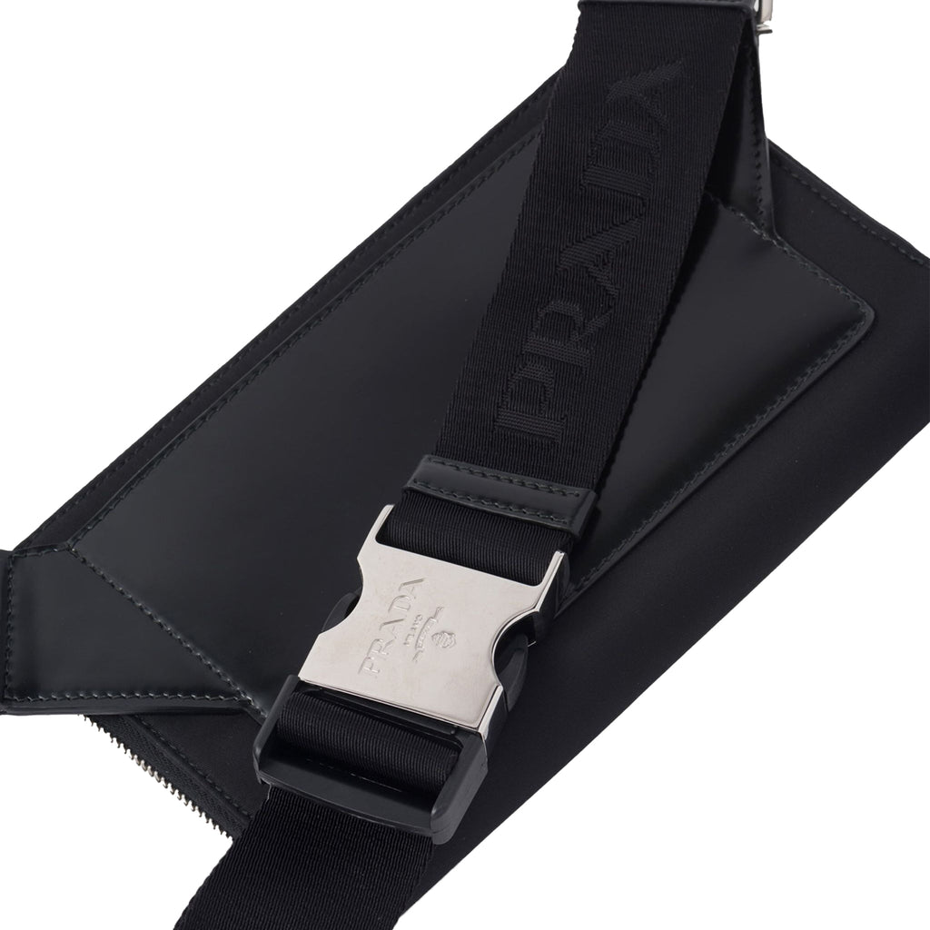 Prada Metal Logo Leather Belt Bag Black - Boinclo ltd - Outlet Sale Under Retail