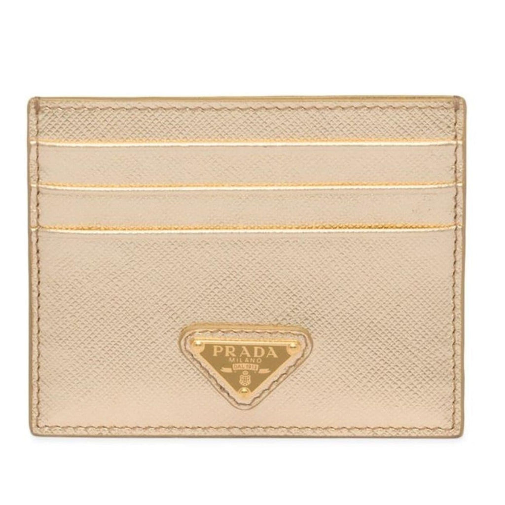 Prada Saffiano Leather Card Holder Gold - Boinclo ltd - Outlet Sale Under Retail