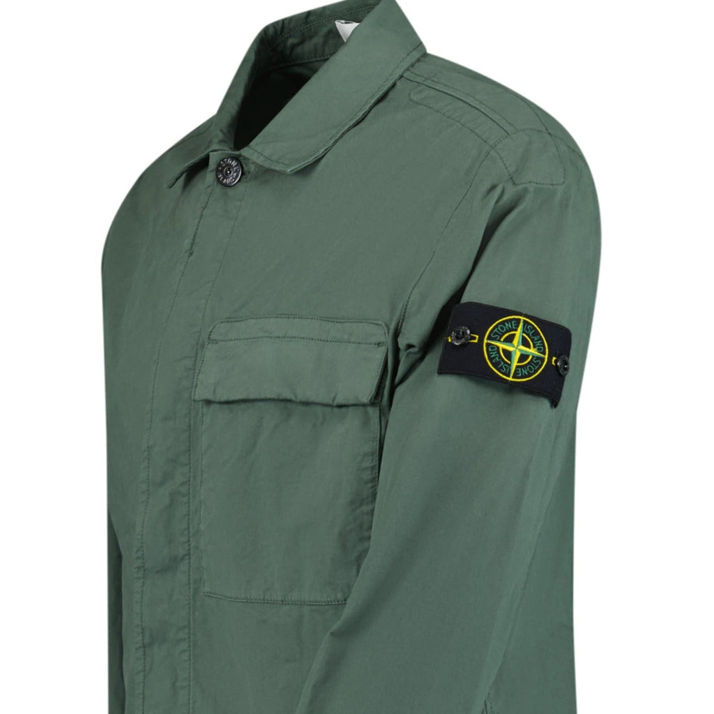Stone Island Badge Button Up Overshirt Jacket Green - Boinclo ltd - Outlet Sale Under Retail