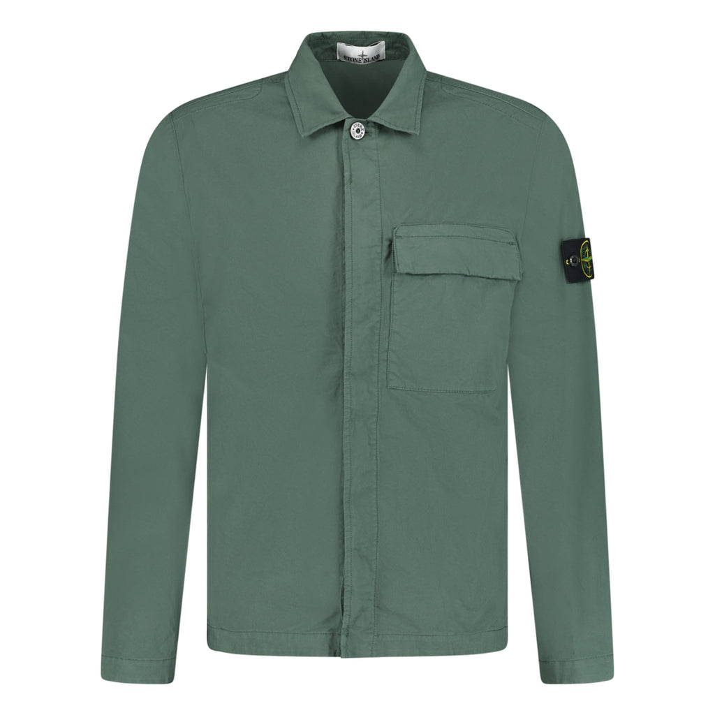 Stone Island Badge Button Up Overshirt Jacket Green - Boinclo ltd - Outlet Sale Under Retail