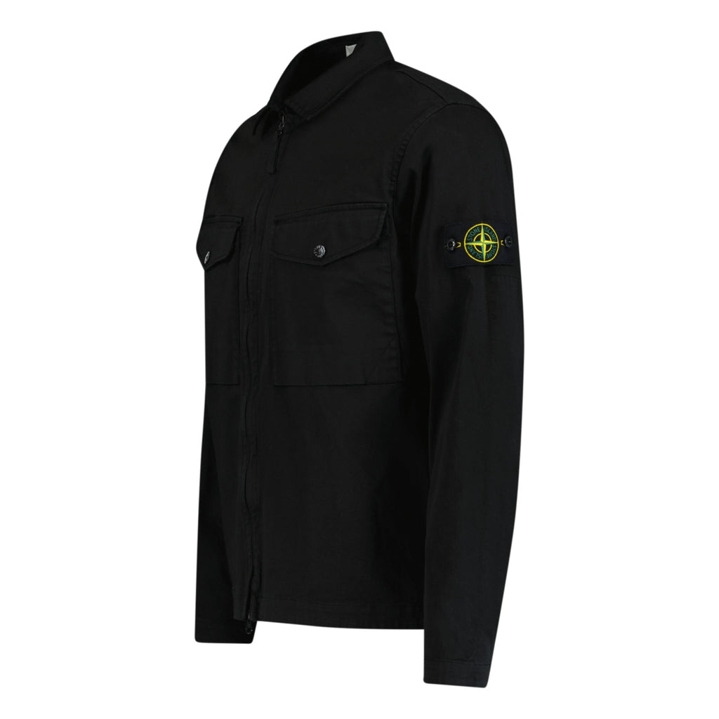 Stone Island Badge Zip Overshirt Jacket Black - Boinclo ltd - Outlet Sale Under Retail