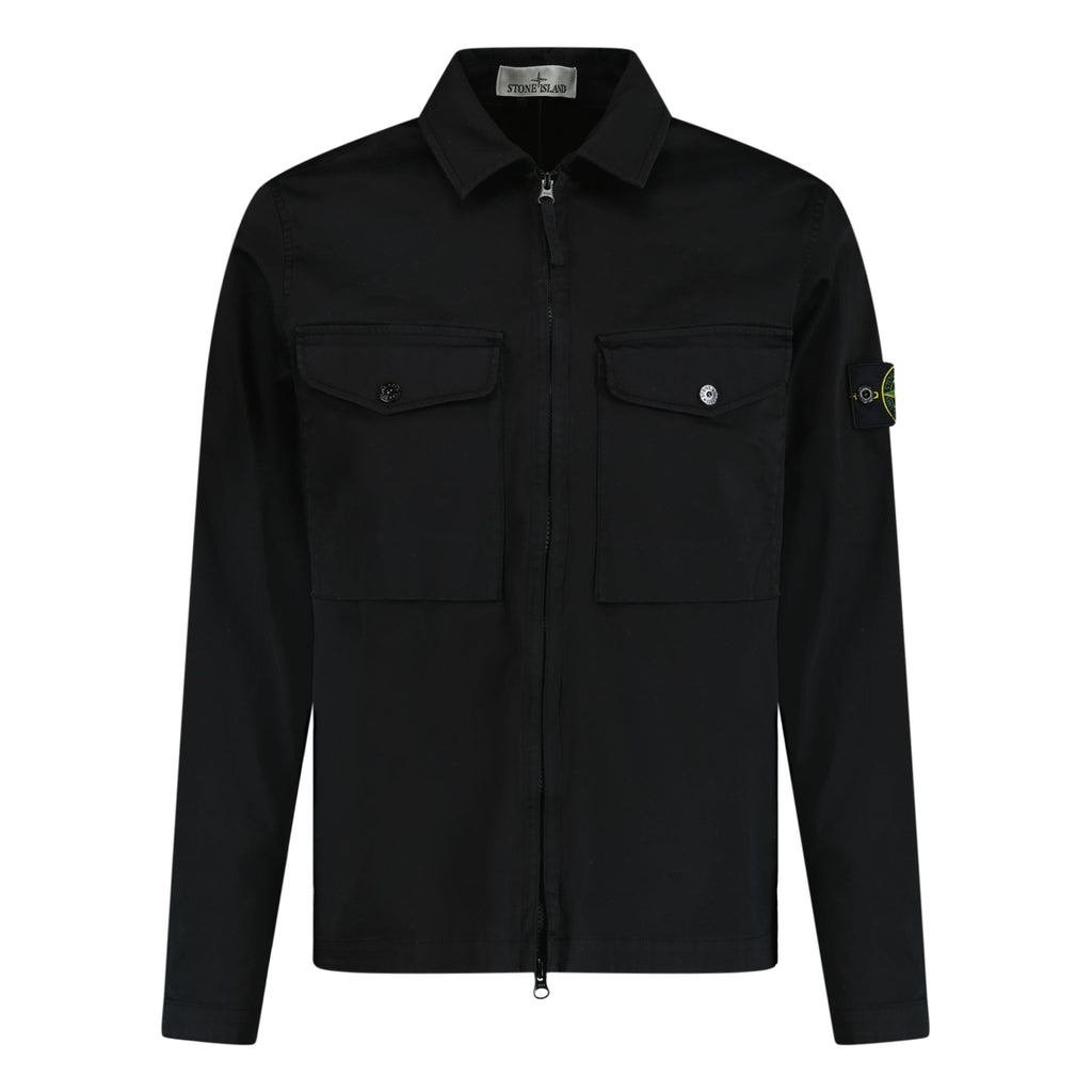 Stone Island Badge Zip Overshirt Jacket Black - Boinclo ltd - Outlet Sale Under Retail