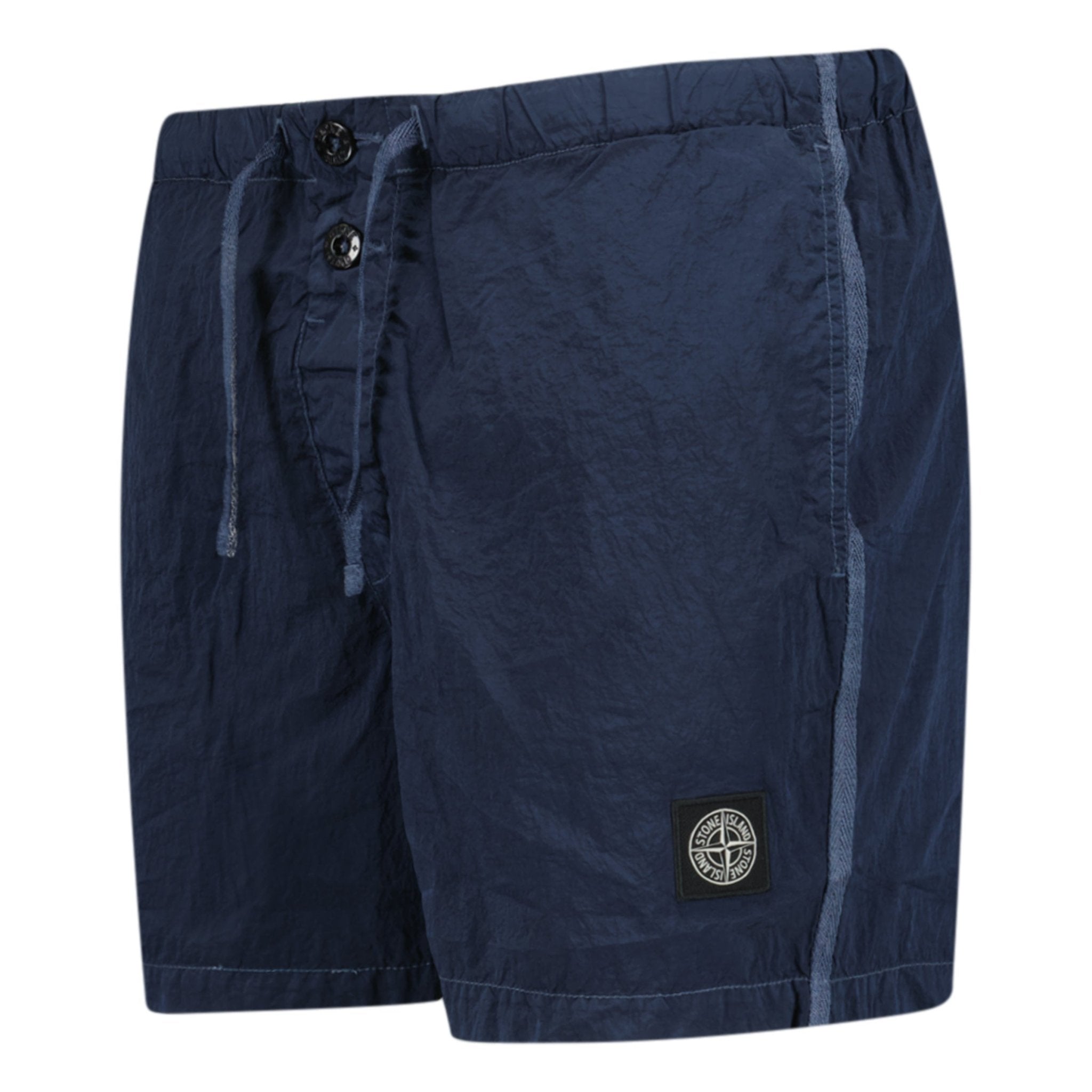 Stone Island Chrome Swim Shorts With Buttons Avio Blue