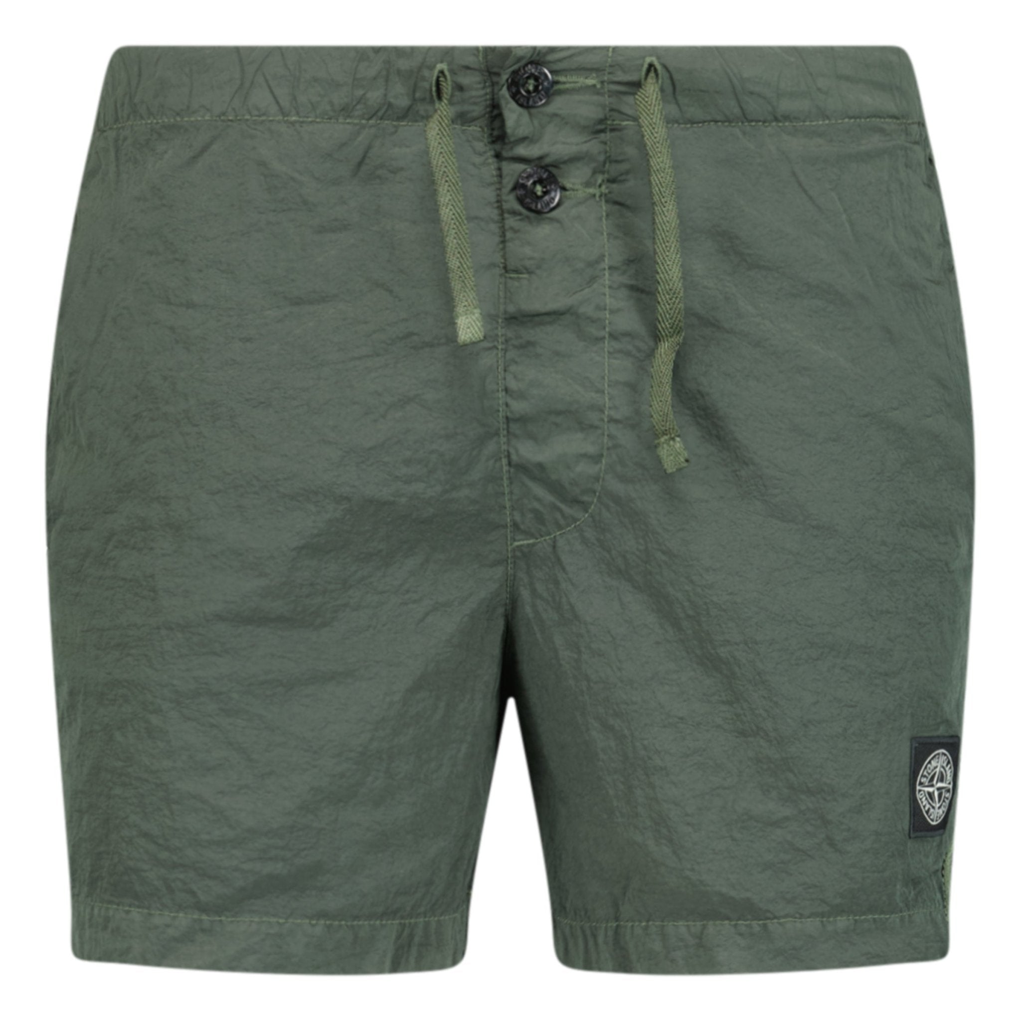 Stone Island Chrome Swim Shorts With Buttons Khaki