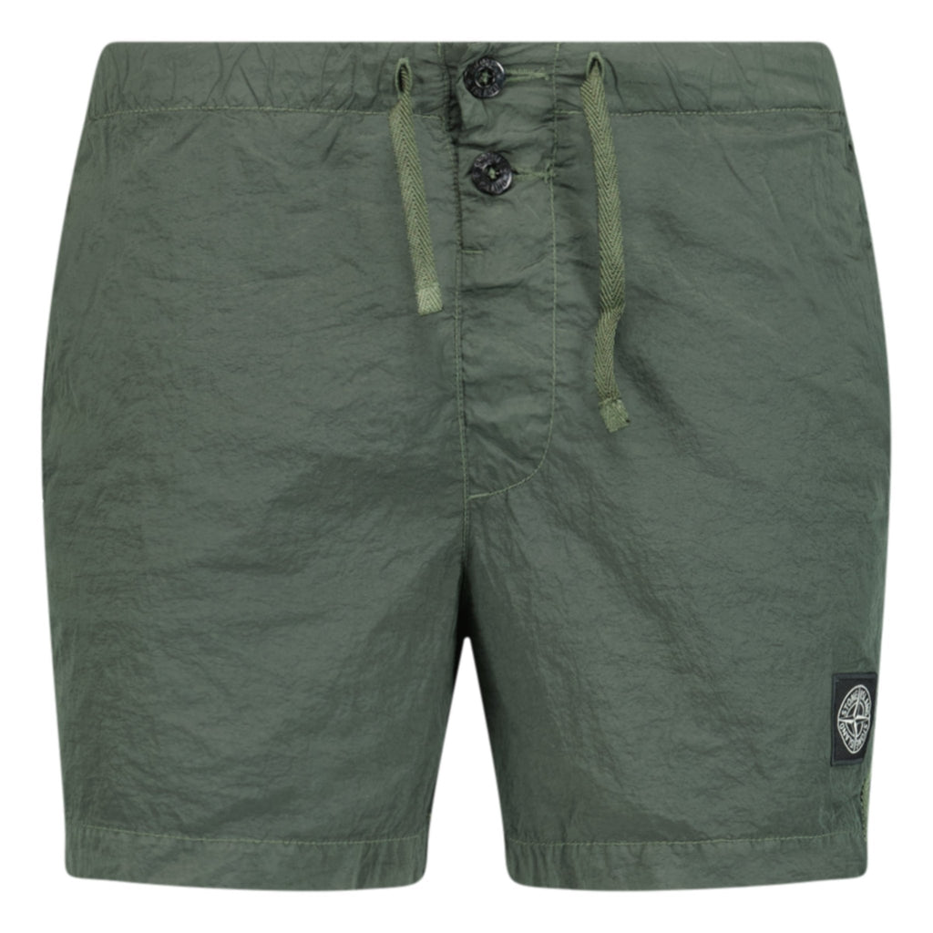 Stone Island Chrome Swim Shorts With Buttons Khaki - Boinclo ltd - Outlet Sale Under Retail