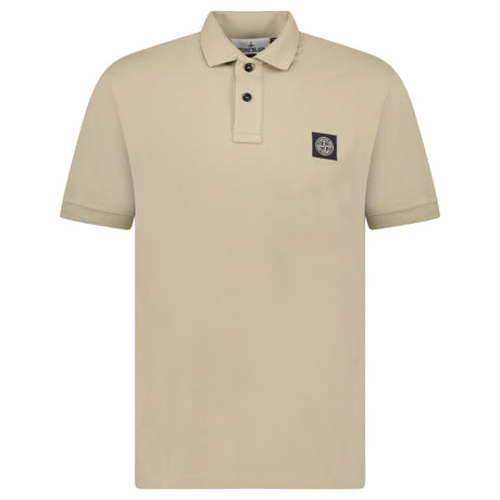 Stone Island Compass Badge Polo T-Shirt Slim Fit Desert - Boinclo - Outlet Sale Under Retail