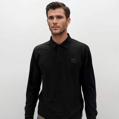 Stone Island Ghost Badge Long Sleeve Polo Shirt in Navy - Boinclo - Outlet Sale Under Retail