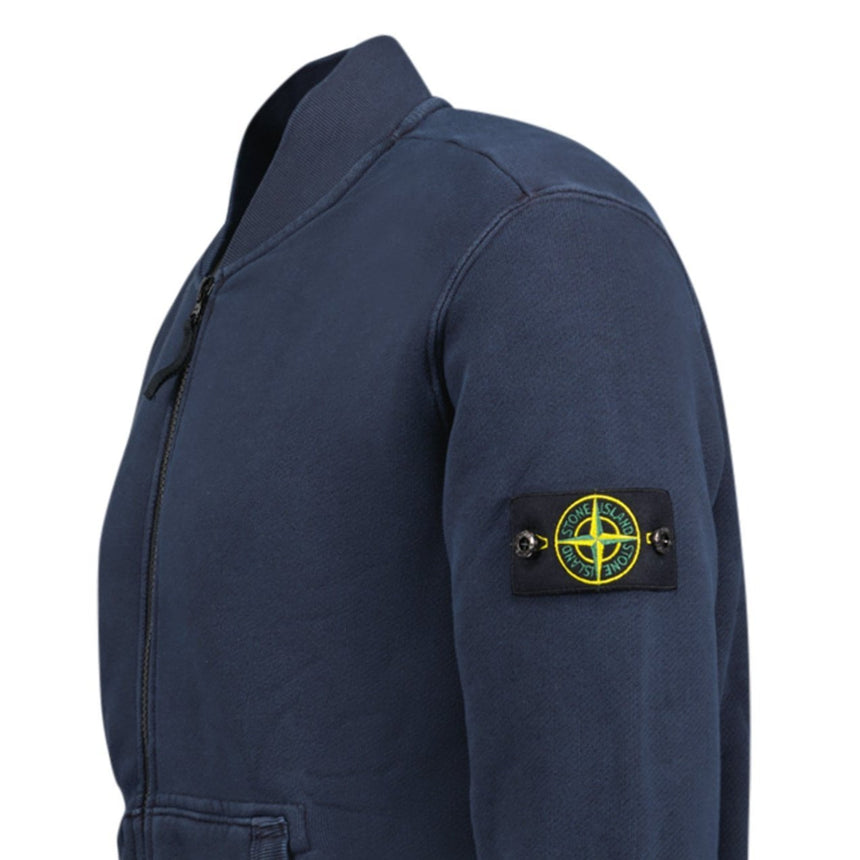 Stone Island Old Effect Zip - Up Sweatshirt Navy - Boinclo - Outlet Sale Under Retail