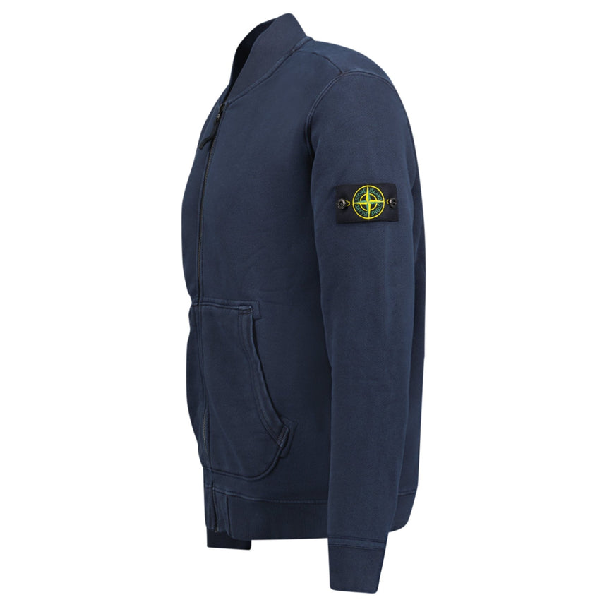 Stone Island Old Effect Zip - Up Sweatshirt Navy - Boinclo - Outlet Sale Under Retail