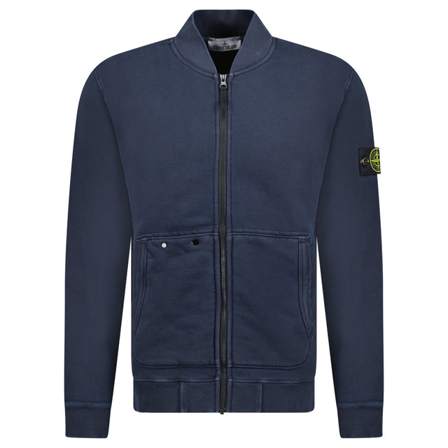 Stone Island Old Effect Zip - Up Sweatshirt Navy - Boinclo - Outlet Sale Under Retail