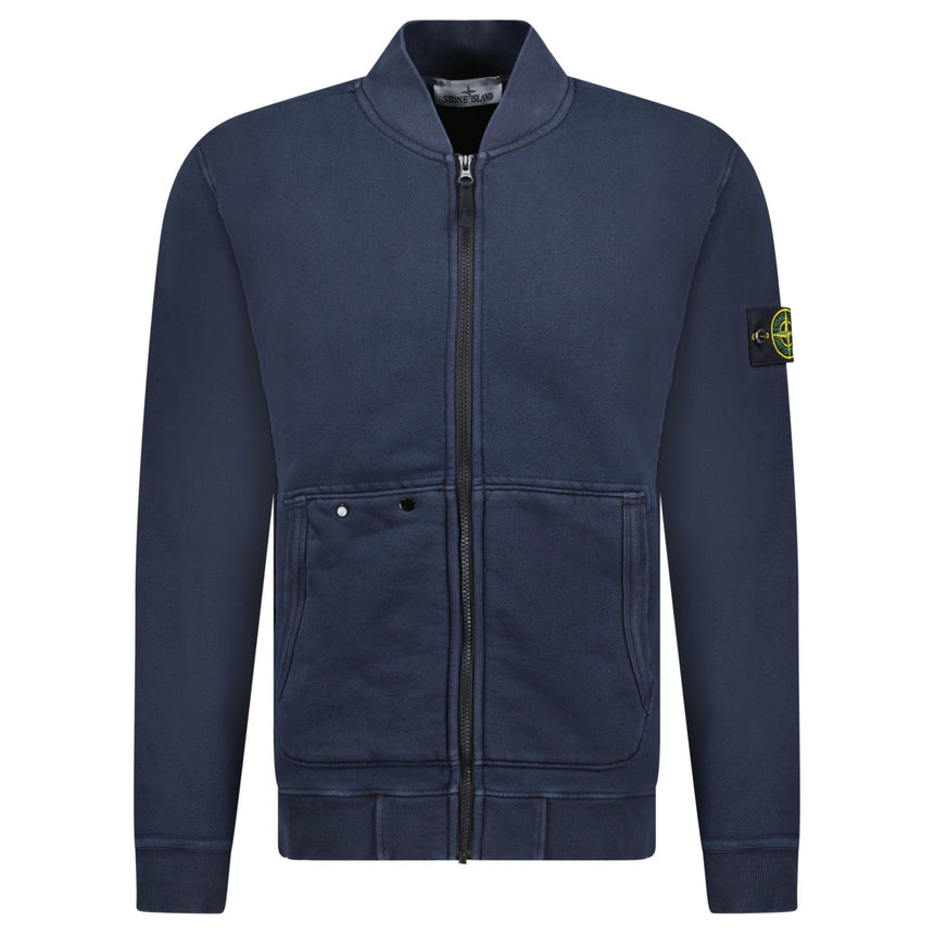 Stone Island Old Effect Zip - Up Sweatshirt Navy - Boinclo - Outlet Sale Under Retail